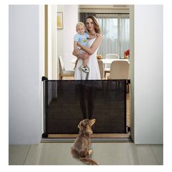 EasyBaby Retractable Baby Gate, 33" Tall, Extends up to 55" Wide, Black/Child Safety Baby Gates, Pet Retractable Gates for Stairs, Doorways, Hallways,