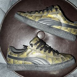 Puma Basket Metallic Gold and Black Cubic size 7 =Womens 8.5