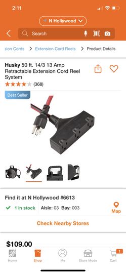 Husky 50 ft. 14/3 13 Amp Retractable Extension Cord Reel System for Sale in  Victorville, CA - OfferUp