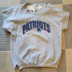 VINTAGE New England Patriots NFL PUMA CUT OFF Sweatshirt GRAY Mens SIZE 2Xl