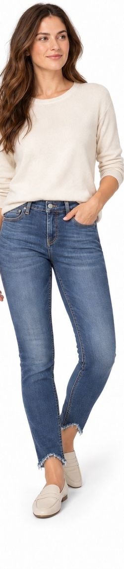 Kut from the Kloth Blue Skinny Jean Distressed Hem 28 width