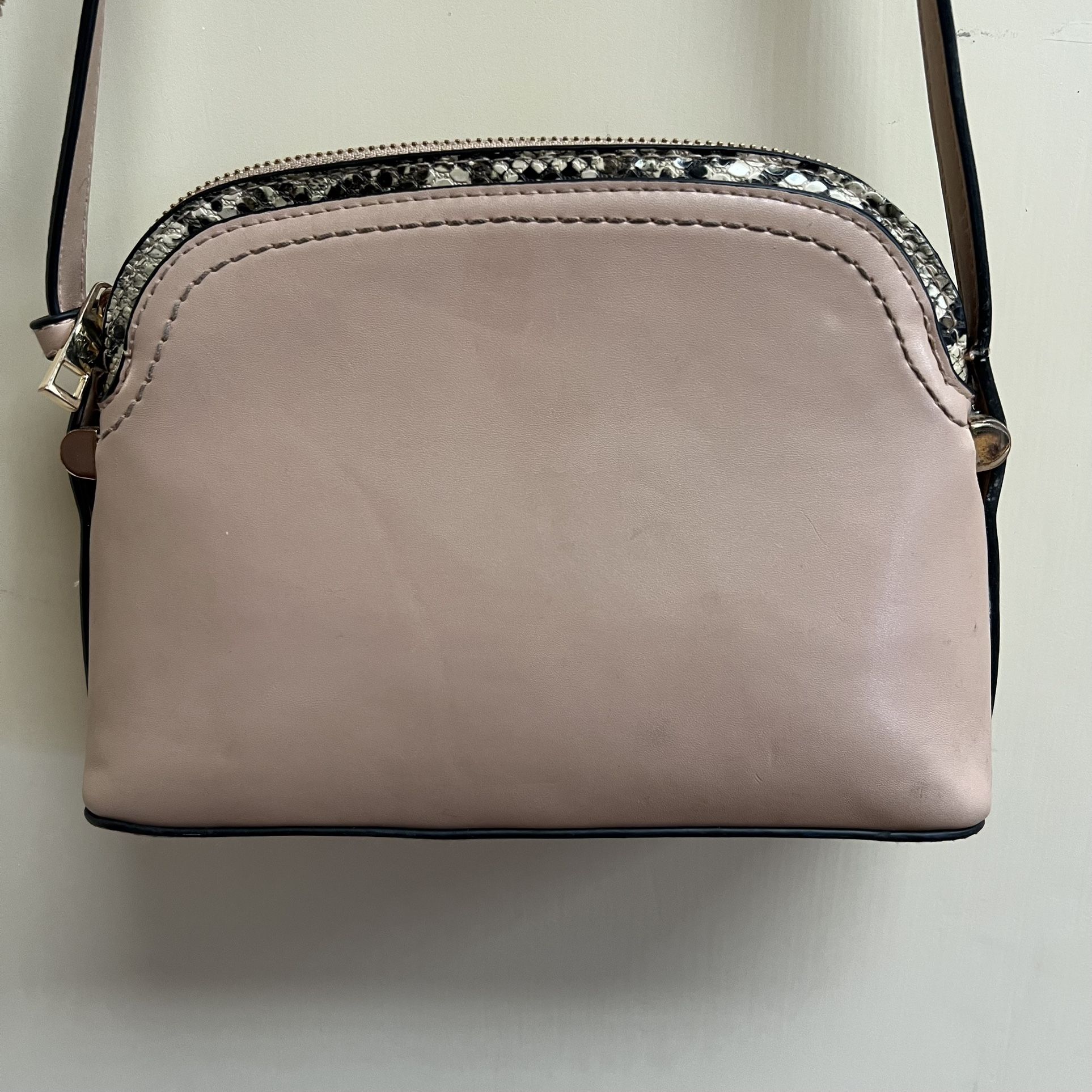 A New Day Faux Leather & Snakeskin Dusty RoseTaupe/Pink Crossbody Bag