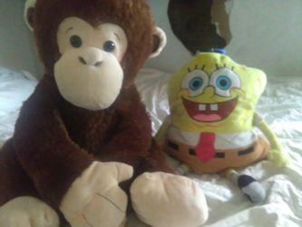 Pillow pet spongebob and monkey