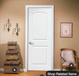 ✨️ Masonite 32 in. x 80 in. 2 Panel Roman Smooth Round Top Hollow Core Primed Composite Interior Door Slab with Bore #5951