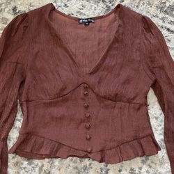 Silk Brown Blouse Top