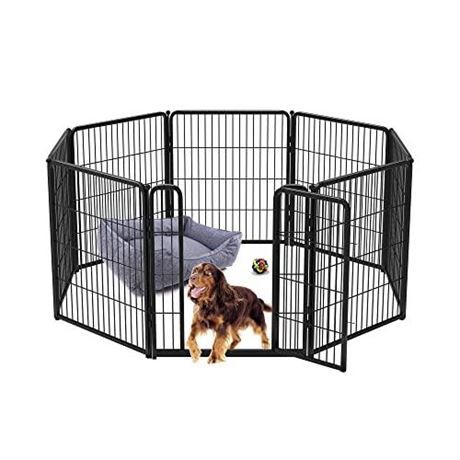 FXW Homeplus Dog Playpen for Indoor Use - Stress-Free and Safe Play, Heavy Duty 32 Inch 8 Panels Dog Pen for Puppies, Small and Medium Dogs, BlackPate