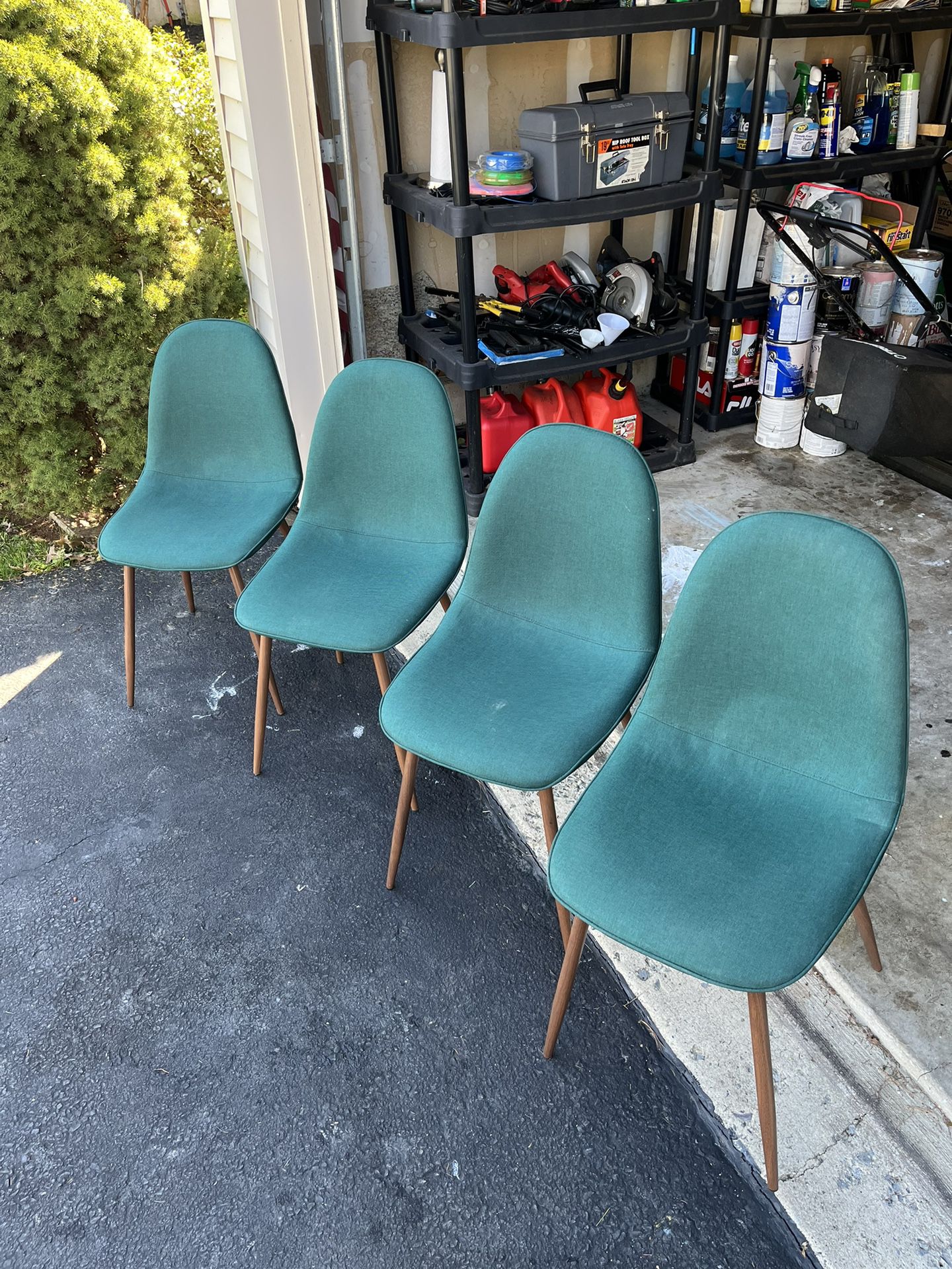 Mid Century Modern Green Fabric Dining Chairs (Set Of 4)