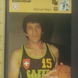 1979 Sportscaster The Wizard Manuel Raga Mexican Olympics Mexico Ciudad Basketball Photo Sports Large Over-sized Card HTF Collectible Vintage Italy