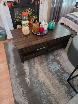 Dark Wood Coffee Table with Storage Drawers