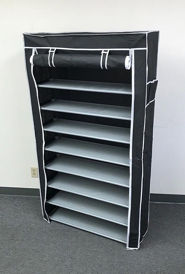 (New in box) $25 each 10-Tiers 45 Shoe Rack Closet with Fabric Cover Storage Organizer Cabinet 36x12x62”