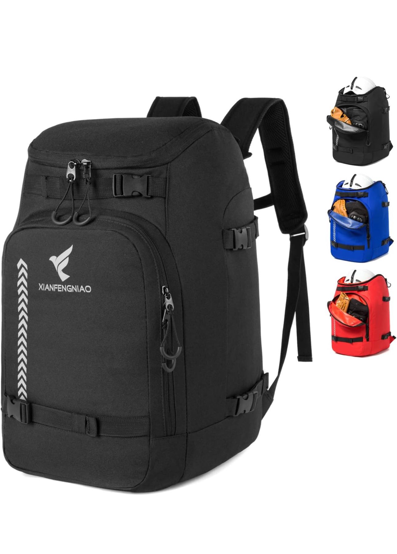  Ski Boot Bag,50L Waterproof Ski Boot Travel Backpack for Ski & Snowboard Boots, Ski Helmet, Goggles, Gloves, Skis, Snowboard & Accessories for Men,Wo