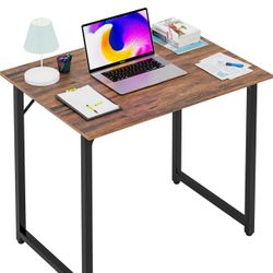 32 Inch Computer Desk | Brown | Office Desk with Metal Frame