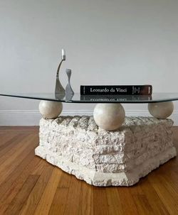 1980s Postmodern Magnussen Ponte Mactan stone coffee table