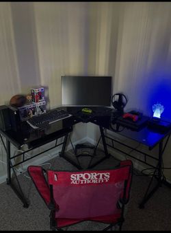 L SHAPED BLACK GLASS DESK