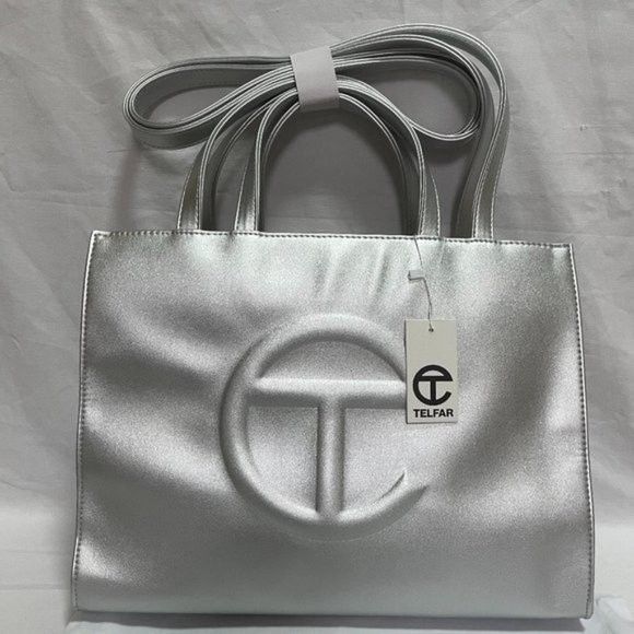 Telfar Medium Silver Shopping Bag