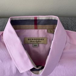 Pink Burberry Large Men’s Short Sleeve Shirt 