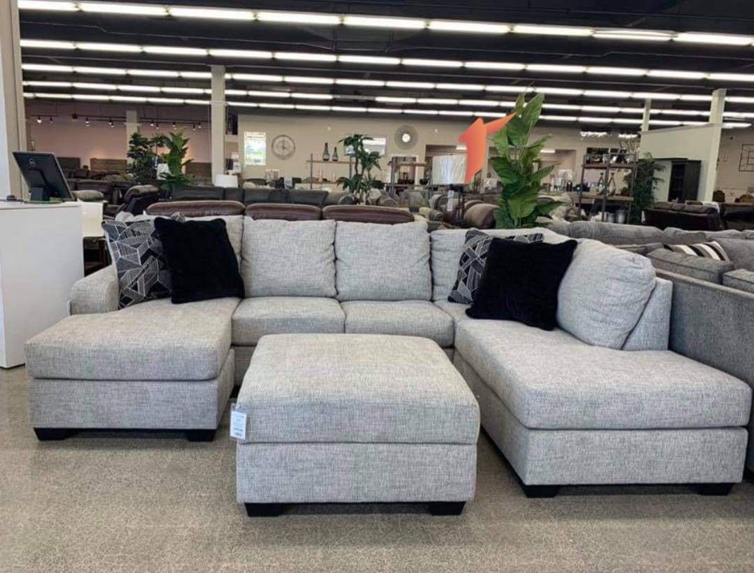 Megginson Storm Gray Sectional/available in Bedroom SetmattressBunk Beddaybedlivingdining Room Setrug TV Stand