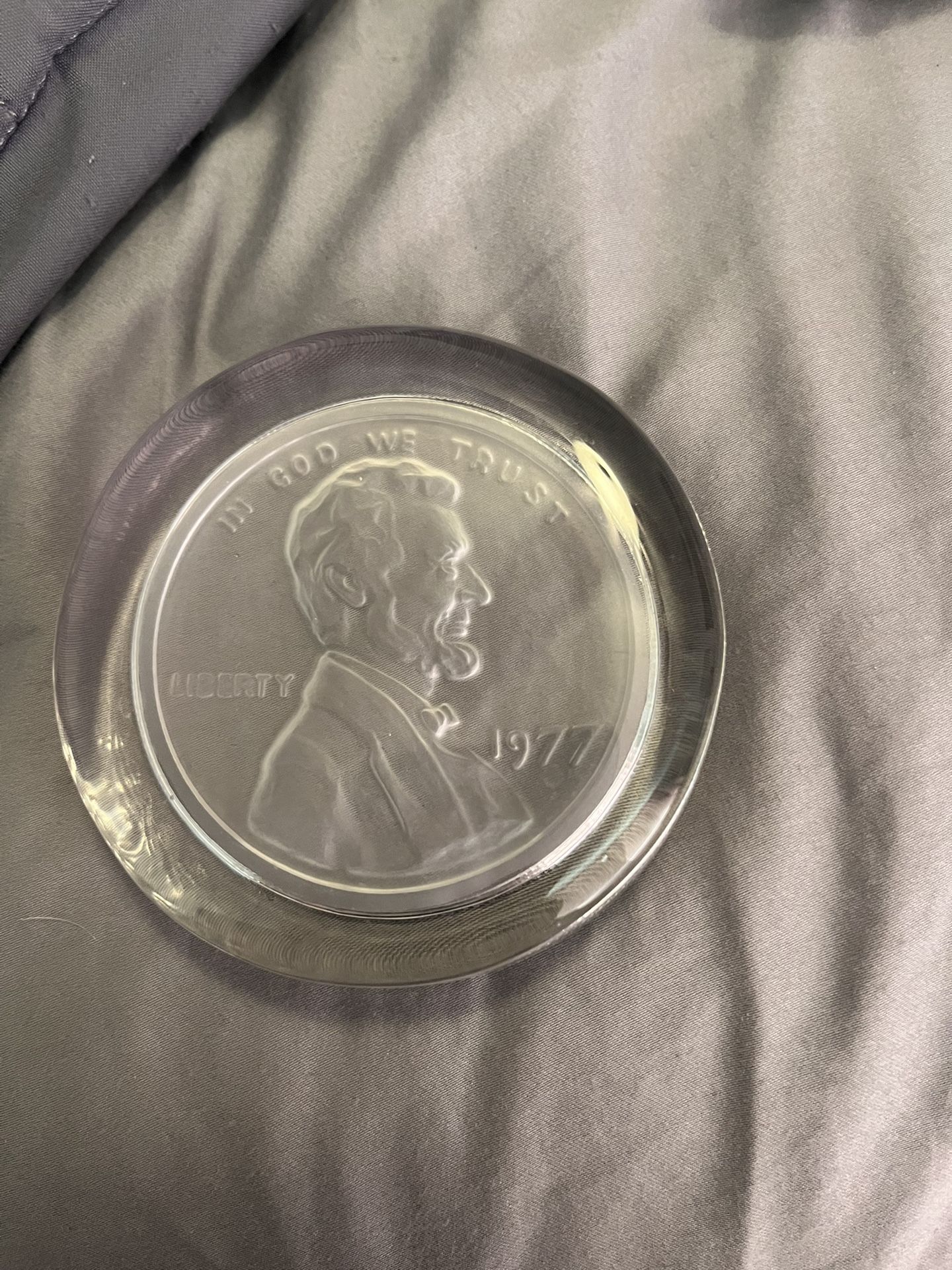 Abraham Lincoln Penny Glass Paperweight