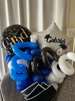 🎓 Graduation Balloon Bouquet Blue Black White