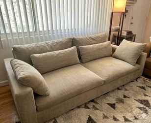West Elm Harmony 92" Sofa – Distressed Velvet Light Bronze - Need Gone Today!