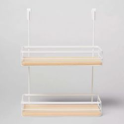 ✨NEW✨Over The Cabinet Tiered Shelves With Wood In Matte White