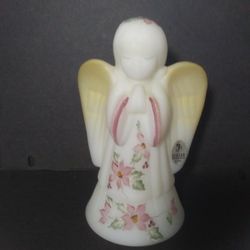 Fenton Satin Glass Angel Hand painted S Massey