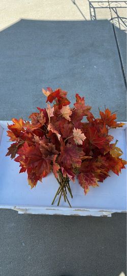 10 Artificial Fall Maple Leaf Stem Bundle