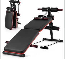 7-In-1 Sit Up Bench with Resistance Bands