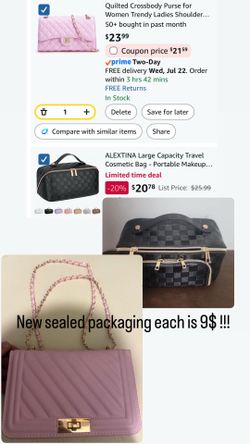 Travel Cosmetic Bag cross body bag - Portable Makeup Bags for Women Waterproof PU Leather Checkered Makeup Organizer Bag with Dividers and Handle,Toil