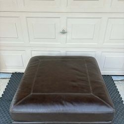 40” Santorine Classic Leather Match Rectangular Ottoman for Living Room, Dark Brown