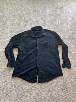 Perry Ellis Portfolio 18.5 Classic Fit Black Solid Dress Shirt 36/37