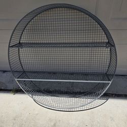 Modern Industrial Look Round Silver Hanging Metal Storage Shelf