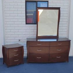Dresser Set Bedroom Bureau Mirror & Nightstand