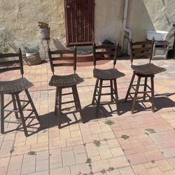 Vintage Wood Counter Height Stools