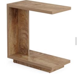 Calvin 23.6'' Brown Narrow Rectangle Wood MDF C-Shaped Sofa Side End Table Set of 2 Pedestal Bedside Nightstand 2-Piece