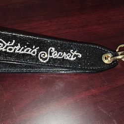 NWT Victoria's Secret Rhinestone Bling Key Chain Wristlet Strap  Black