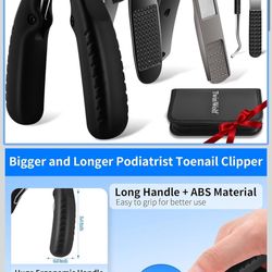 Toenail Clippers for Seniors Thick Ingrown Toenails,Heavy Duty Slanted Curved Blade Cutters for Fingernails, Large Ultra Sharp Nail Clippers Set with 