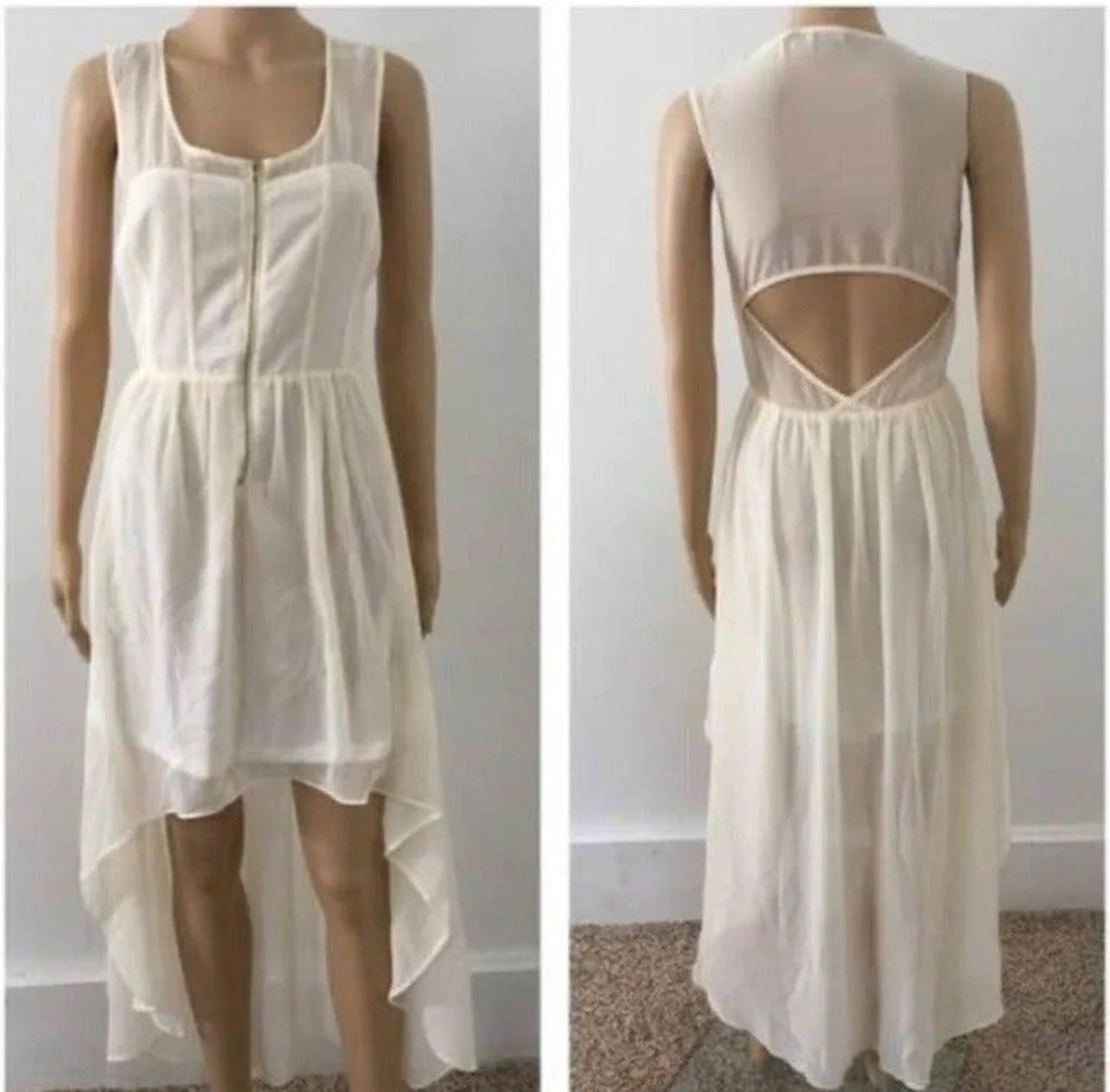 Brand New Size Small Ivory Hi-Low Dress