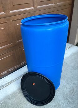 Brand New 55 Gallon Blue Plastic Drum Open Top with Lid