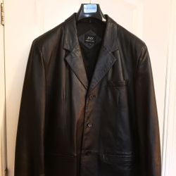 JNY JONES NEW YORK LEATHER JACKET COAT BLAZER  LAMB SKIN 3 BUTTON  MENS SIZE 44R