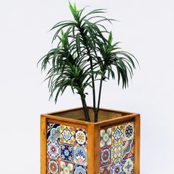 16” Square Cedar Talavera Planter