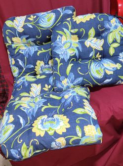 Reversible Patio / Chair Cushions (Blue & Green) - 2 Styles in 1!