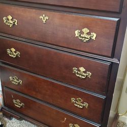 Cherry Wood Queen Anne Chest Of Drawers