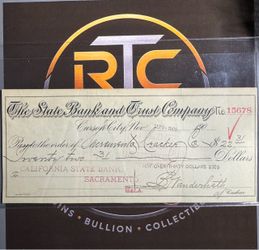 1905 Carson City Nevada State Bank & Trust Check