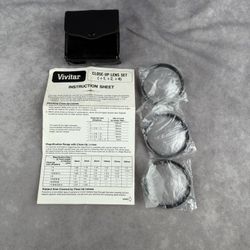Vivitar 58mm Close-Up Macro Lens Filter Set +1 +2 +4 w/ Case
