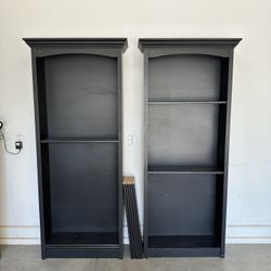 2 Tall Black Bookshelves 