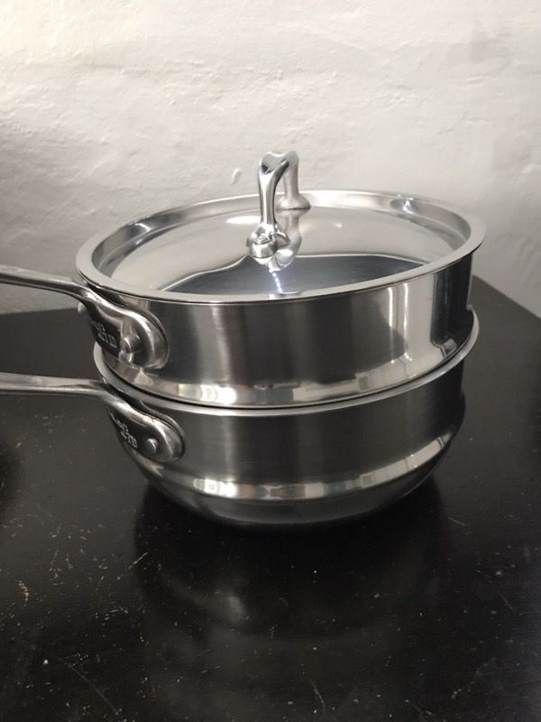 ALL CLAD 3 Piece double boiler with steamer pot and lid 3-Qt.