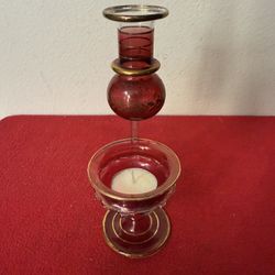 Egyptian Handblown Oil Diffuser Cranberry And Gold Trim