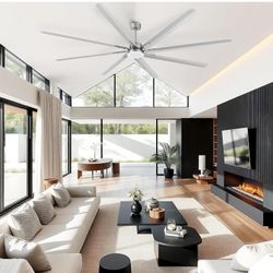 YITAHOME 96 Inch Industrial Ceiling Fan with Light and Remote, Large Modern Ceiling Fan with 8 Blades, 3 Downrods, 6 Speed, 3 CCT, Home or Commercial 