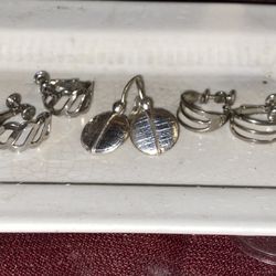 Three pair of vintage silver twist on backs